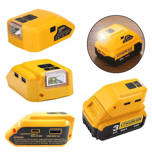 adaptateur USB et lampe torche pour batterie Dewalt